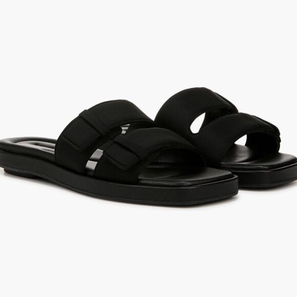 NWB Vince. RHODE-2B BLACK FB LEATHER UPPER &‎ LINING Slide Sandal Size 8 8.5 9